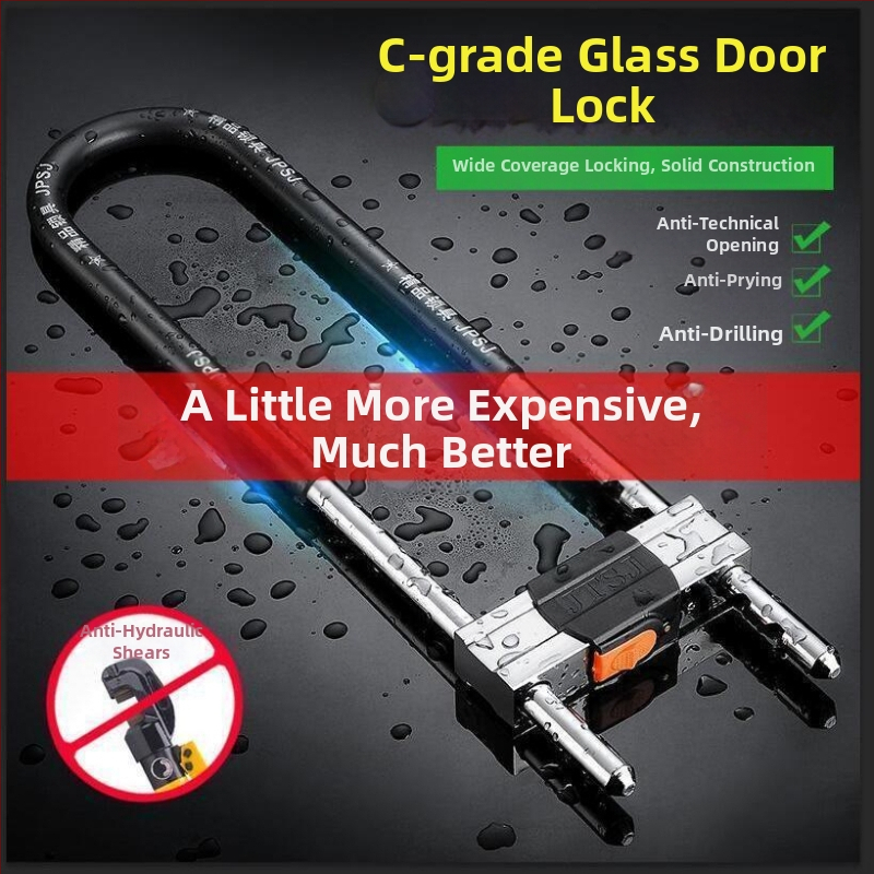 U-veida slēdzis stikla durvīm, nerūsējošā tērauda, modelis 1, ārējai lietošanai, Jaunais Ķīniešu stils