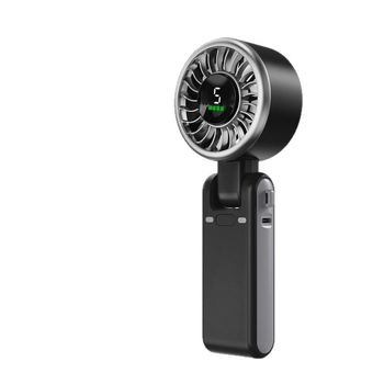 USB ručni mini ventilator s unutarnjom baterijom, 5 lopatica, motor bez četkica, 5 brzina, trajanje baterije 6–8 sati.