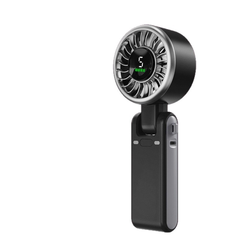 USB ručni mini ventilator s unutarnjom baterijom, 5 lopatica, motor bez četkica, 5 brzina, trajanje baterije 6–8 sati.