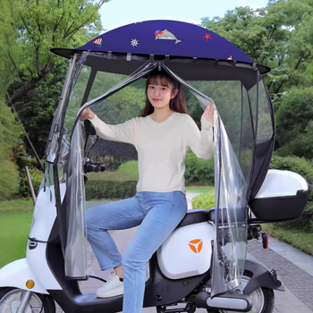 Slnečník s plnou ochranou pre elektrické bicykle (polyesterové plátno 210T, vlákna žebra, zliatinová tyč, UV ochrana PA+)