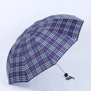 Paradise dáždnik: trojskladaný kockovaný vzor, 10 oceľových lúčov, látka z polyesteru 210T, ručné otváranie, UPF >40