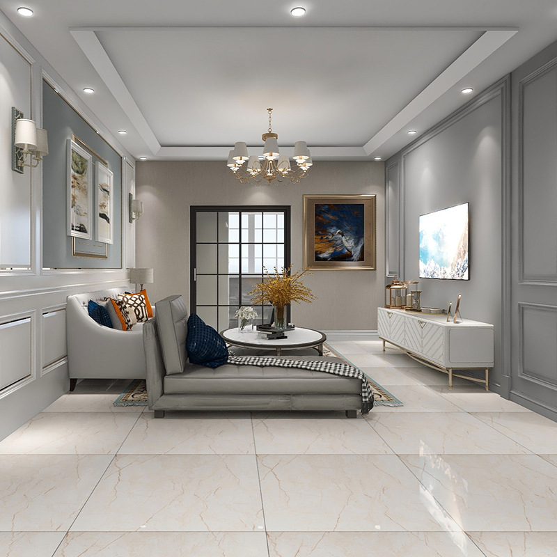 Glazēta grīdas flīze ar pilnā ķermeņa marmora rakstu, spīdīga virsma, nodilumizturība, ūdens uzsūkšanās 0,10