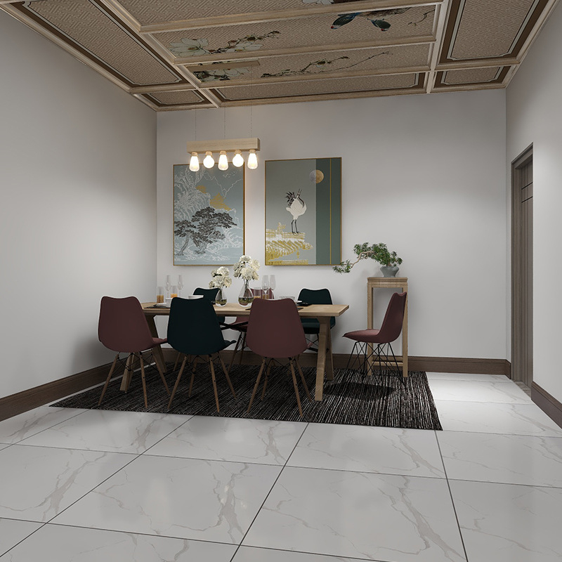 Glazēta grīdas flīze ar pilnā ķermeņa marmora rakstu, spīdīga virsma, nodilumizturība, ūdens uzsūkšanās 0,10