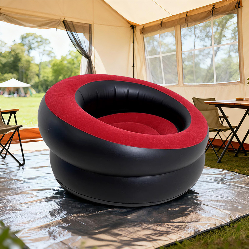 Nafukovacie guľové kreslo pre dospelých, PVC s flokovaným povrchom, ľahké a prenosné na kempovanie, 0,9 kg