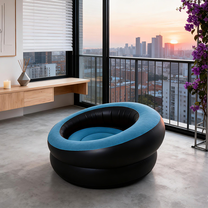 Nafukovacie guľové kreslo pre dospelých, PVC s flokovaným povrchom, ľahké a prenosné na kempovanie, 0,9 kg