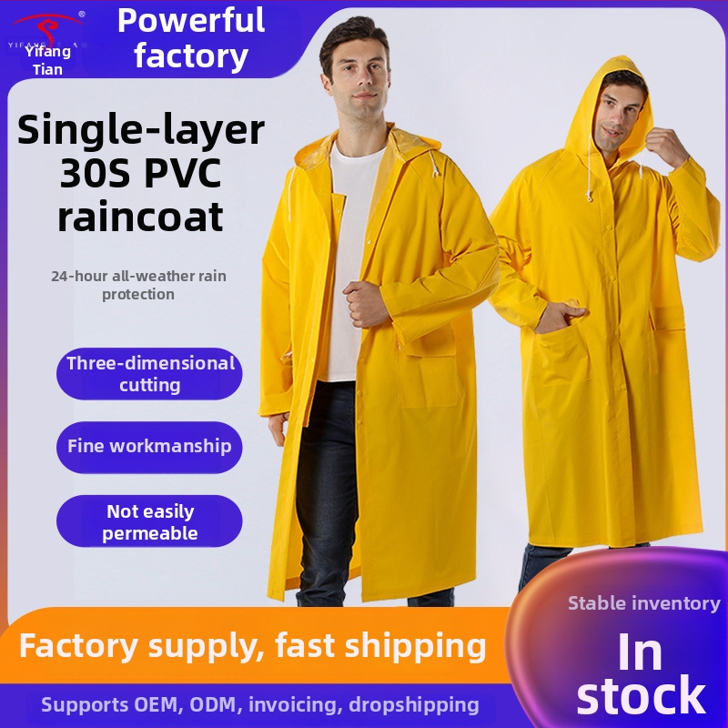 PVC dažďové pončo pre dospelých — kompletné pokrytie tela, hrúbka 0,3 mm, vhodné na turistiku a cyklistiku, možnosť potlače loga