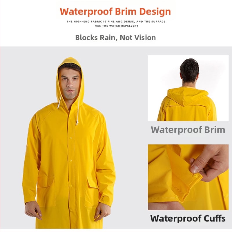 PVC dažďové pončo pre dospelých — kompletné pokrytie tela, hrúbka 0,3 mm, vhodné na turistiku a cyklistiku, možnosť potlače loga