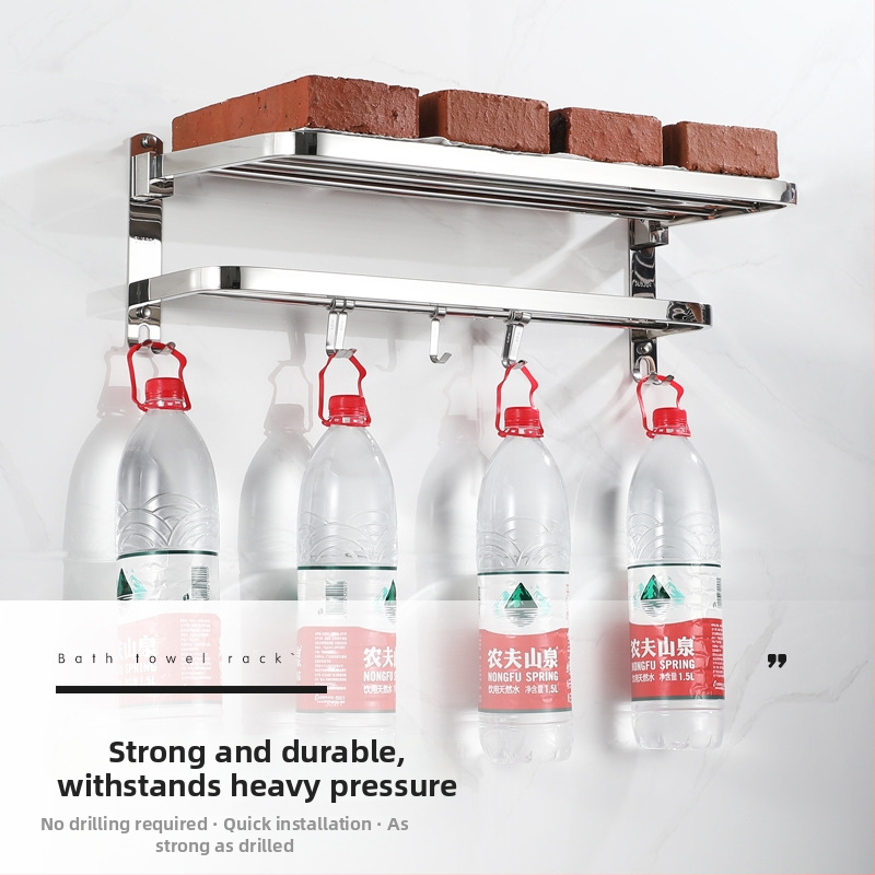 Nerūsējošā tērauda dvīslāņu dvieļu turētājs, glancēta virsma, saliekams, slodze 20–30 kg