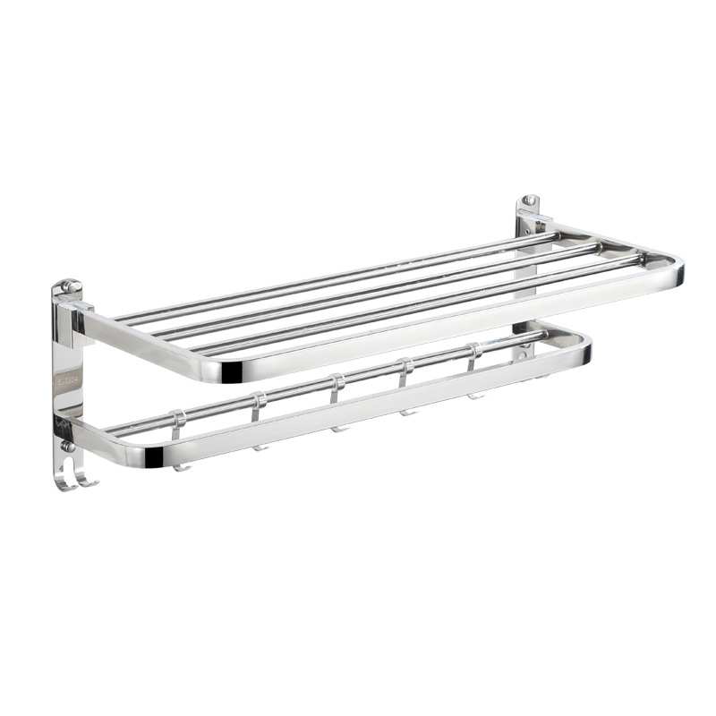 Držiak na uteráky z nehrdzavejúcej ocele, brúsený povrch, dvojvrstvový, skladací, nosnosť 20–30 kg