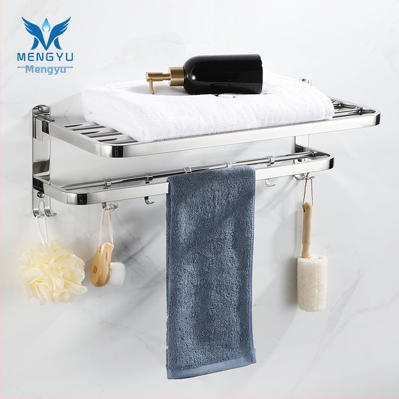 Držiak na uteráky z nehrdzavejúcej ocele, brúsený povrch, dvojvrstvový, skladací, nosnosť 20–30 kg