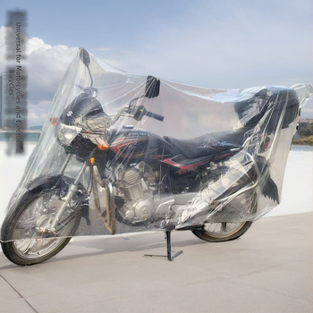 Gulang vienkartinis skaidrus PEVA dangtis elektrinėms transporto priemonėms, įskaitant elektrinius automobilius, elektrinius dviračius, dviračius ir motociklus; atsparus vandeniui ir dulkėms, su atspausdintu logotipu