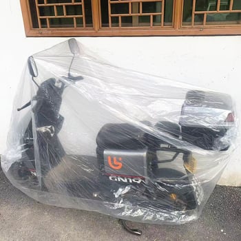 Gulang husă PEVA transparentă, de unică folosință pentru vehicule electrice, biciclete electrice, biciclete și motociclete; impermeabilă și rezistentă la praf, cu logo imprimat