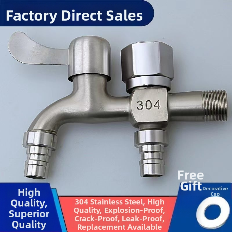 Nerezová vodovodná batéria s deliťom, 1 vstup, 2 výstupy, univerzálna montáž, keramický diskový Ventil