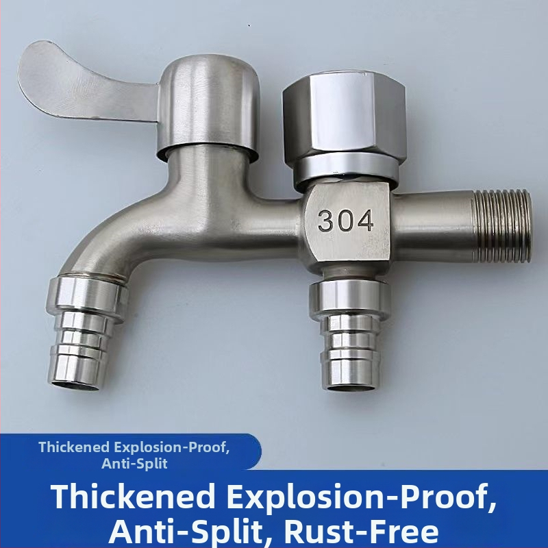 Nerezová vodovodná batéria s deliťom, 1 vstup, 2 výstupy, univerzálna montáž, keramický diskový Ventil