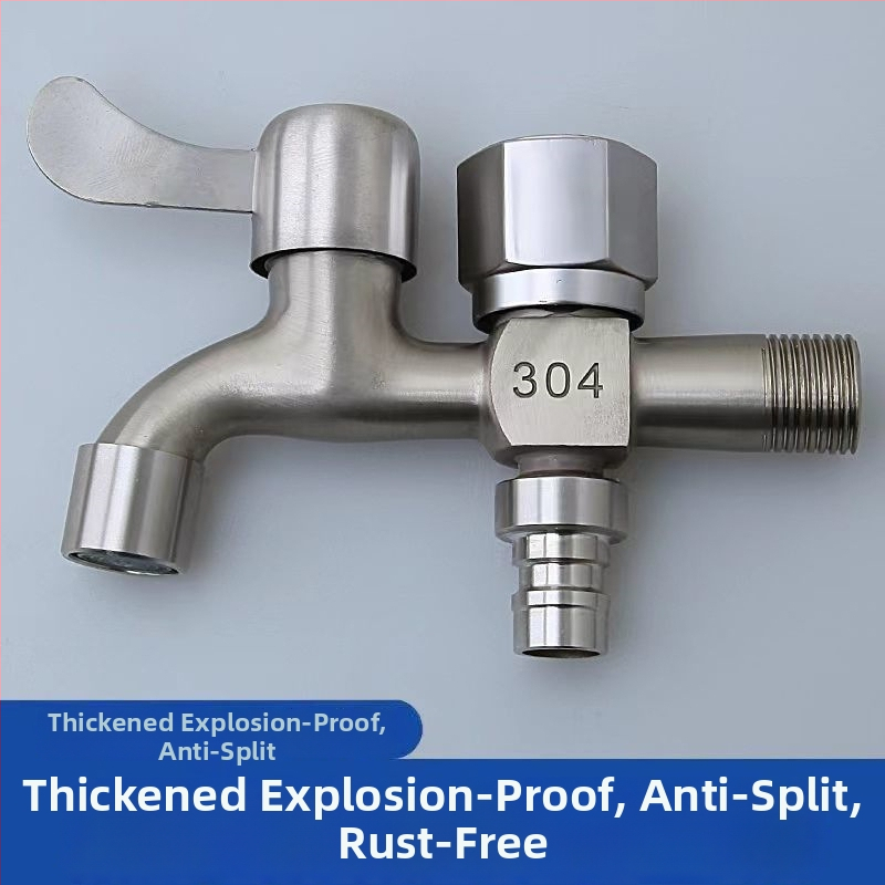 Nerezová vodovodná batéria s deliťom, 1 vstup, 2 výstupy, univerzálna montáž, keramický diskový Ventil