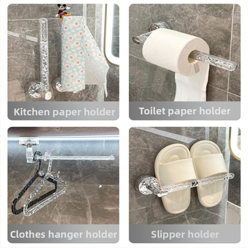 Držiak na uteráky na stenu so silnou prísavkou, bez vŕtania, z plastu, štýl Light Luxury, imega