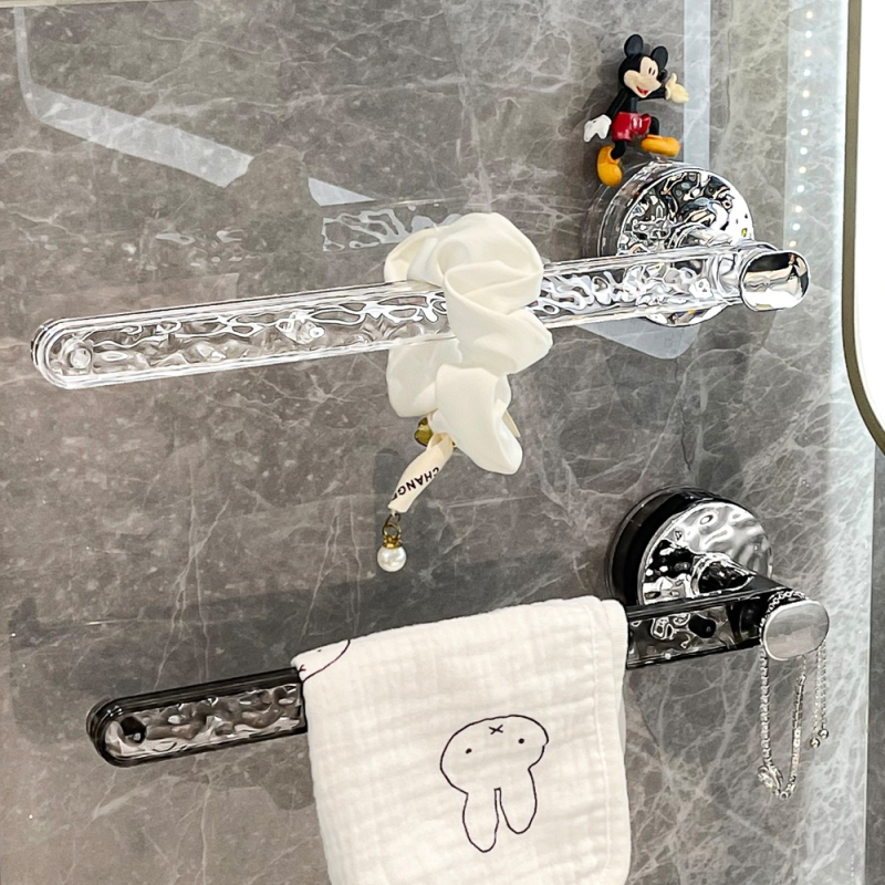 Držiak na uteráky na stenu so silnou prísavkou, bez vŕtania, z plastu, štýl Light Luxury, imega