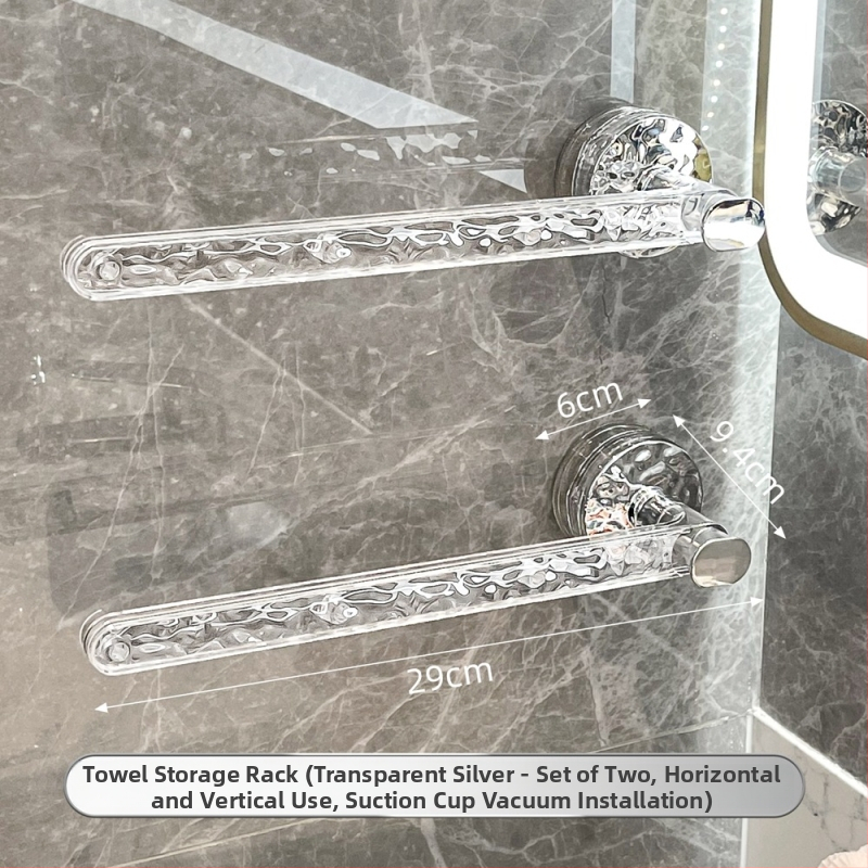 Držiak na uteráky na stenu so silnou prísavkou, bez vŕtania, z plastu, štýl Light Luxury, imega