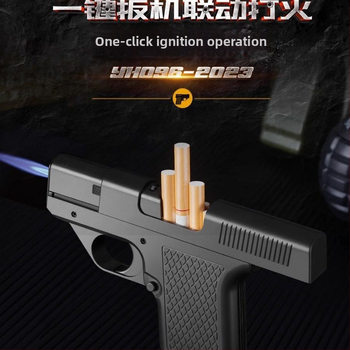 Pištoľovitý vetruodolný obal na cigarety s plastovým telom a zapaľovačom na bután, minimalistický dizajn (200 kusov)