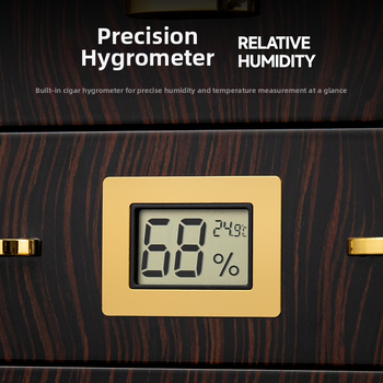 HANNICOOK skriňa na cigarety, z dreva cedru, tri úrovne, priehľadné okienko a vysoký lesklý povrch