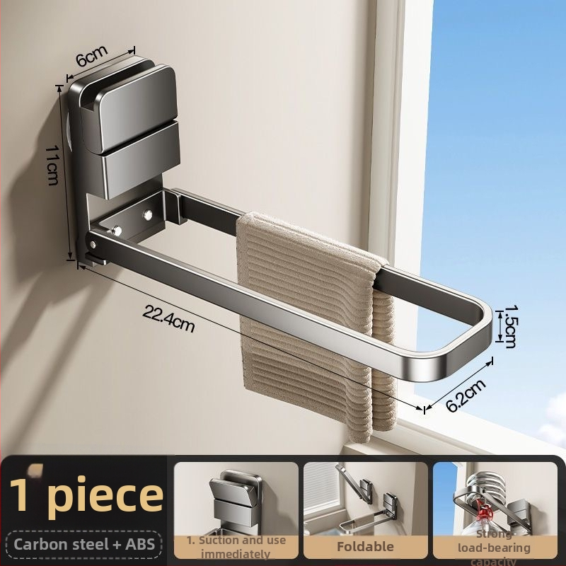 Kovový držiak na uteráky do kúpeľne, skladací, s prísavkou, na stenu, značky Qinjiu