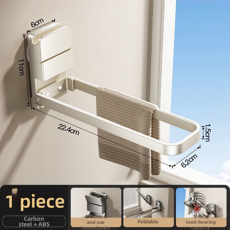 Kovový držiak na uteráky do kúpeľne, skladací, s prísavkou, na stenu, značky Qinjiu
