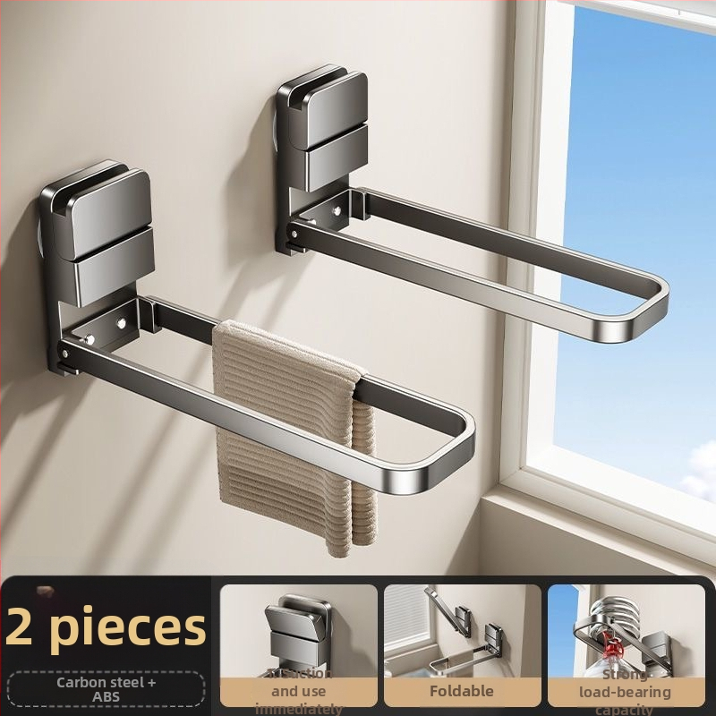 Kovový držiak na uteráky do kúpeľne, skladací, s prísavkou, na stenu, značky Qinjiu