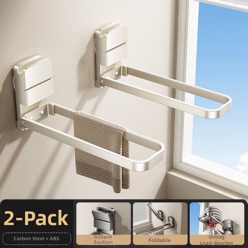 Kovový držiak na uteráky do kúpeľne, skladací, s prísavkou, na stenu, značky Qinjiu