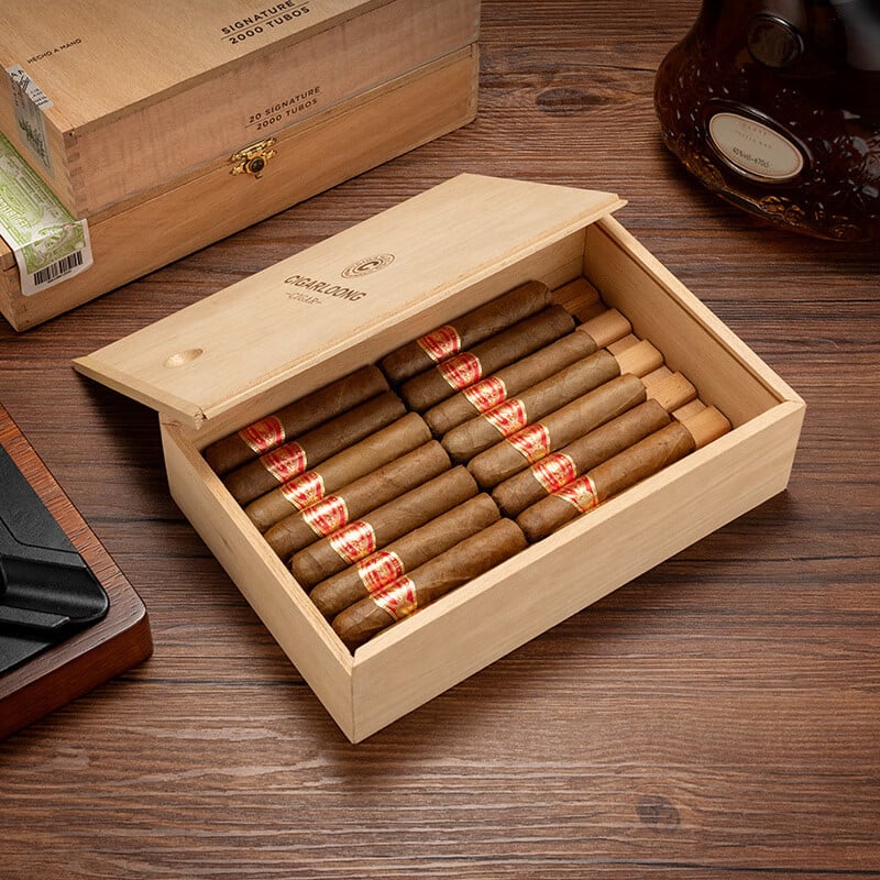 Drvena kutija humidor za cigare sa velikim kapacitetom, zatvara se, prijenosna, 15 cigara
