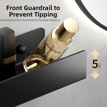 Kúpeľňový nástenný regál s integrovaným zrkadlom a vešiakom na uteráky, hliníková zliatina, povrchová úprava postrekovaním, nosnosť 15 kg, jednoposchodový dizajn, montáž bez vŕtania