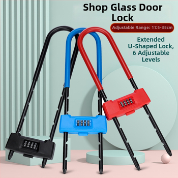 Dlhý U-tvarovaný číselný zámok pre sklenené dvere – značka Strength, materiál zinková zliatina, typ: čísla, hrúbka tyče 14 mm, rozstup tyčí 80 mm, prispôsobiteľné