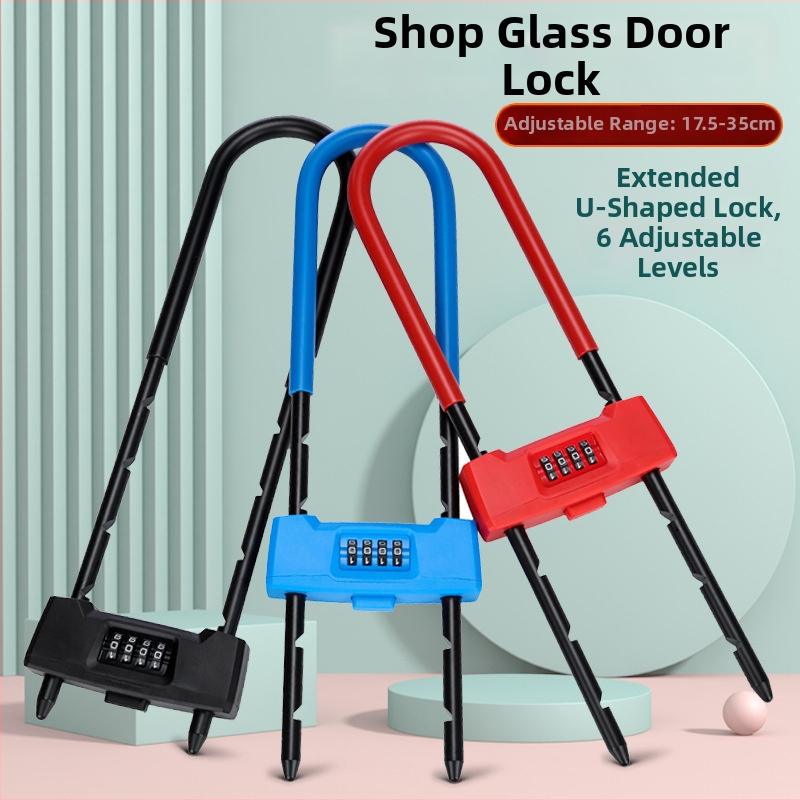 Dlhý U-tvarovaný číselný zámok pre sklenené dvere – značka Strength, materiál zinková zliatina, typ: čísla, hrúbka tyče 14 mm, rozstup tyčí 80 mm, prispôsobiteľné