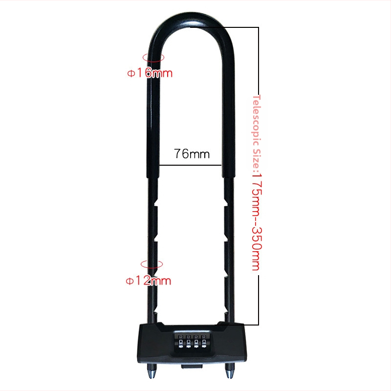 Dlhý U-tvarovaný číselný zámok pre sklenené dvere – značka Strength, materiál zinková zliatina, typ: čísla, hrúbka tyče 14 mm, rozstup tyčí 80 mm, prispôsobiteľné