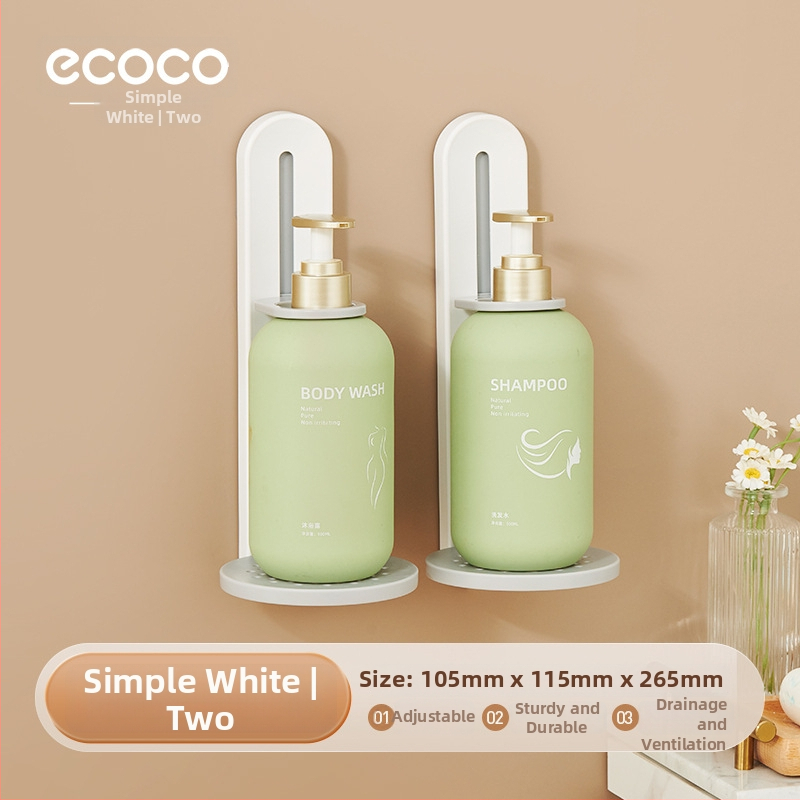 Ecoco nástenný regál do kúpeľne, nastaviteľný, plastový, s odvodnením, jedno poschodie, nosnosť 1 kg