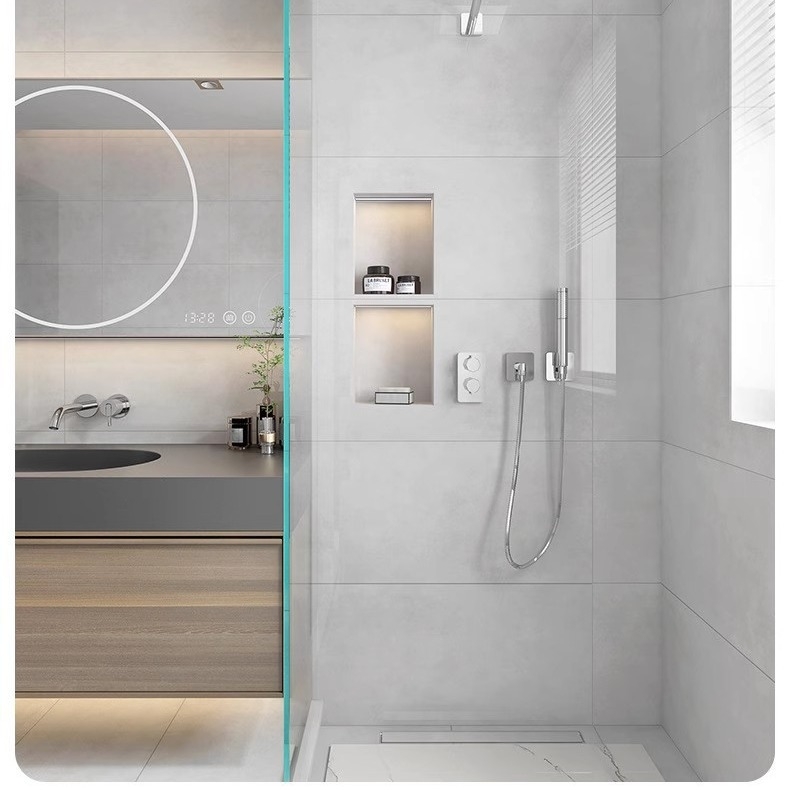 Fényes beltéri falipla, Bright micro cement sorozat, mikrocement burkolat, csúszásmentes, fürdőszobai falakhoz