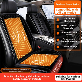 Grafénová vykurovacia podložka na sedadlo auta, zima, 12V/24V, univerzálne, povrch fleecu, výplň z velúru