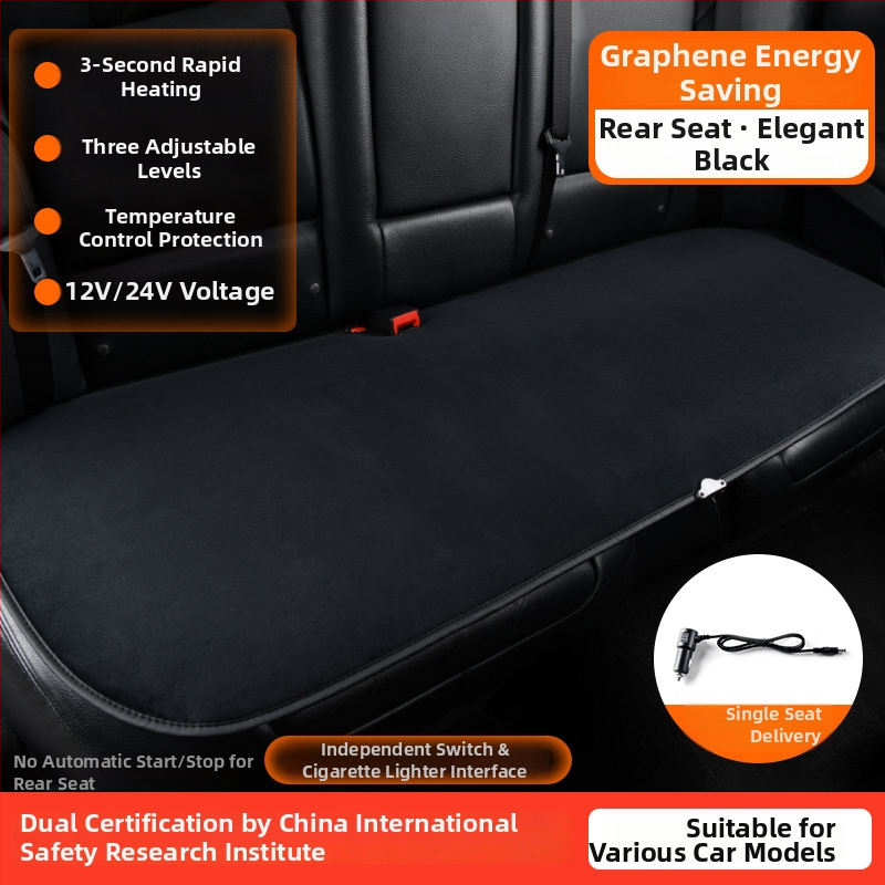 Grafénová vykurovacia podložka na sedadlo auta, zima, 12V/24V, univerzálne, povrch fleecu, výplň z velúru