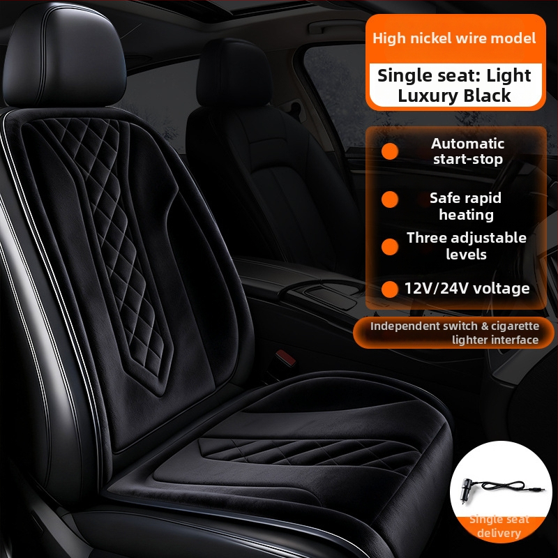 Grafénová vykurovacia podložka na sedadlo auta, zima, 12V/24V, univerzálne, povrch fleecu, výplň z velúru