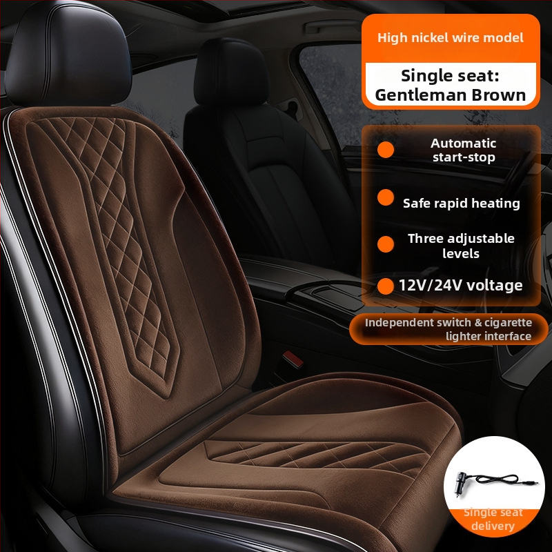 Grafénová vykurovacia podložka na sedadlo auta, zima, 12V/24V, univerzálne, povrch fleecu, výplň z velúru