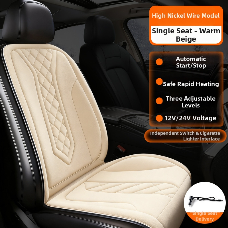 Grafénová vykurovacia podložka na sedadlo auta, zima, 12V/24V, univerzálne, povrch fleecu, výplň z velúru