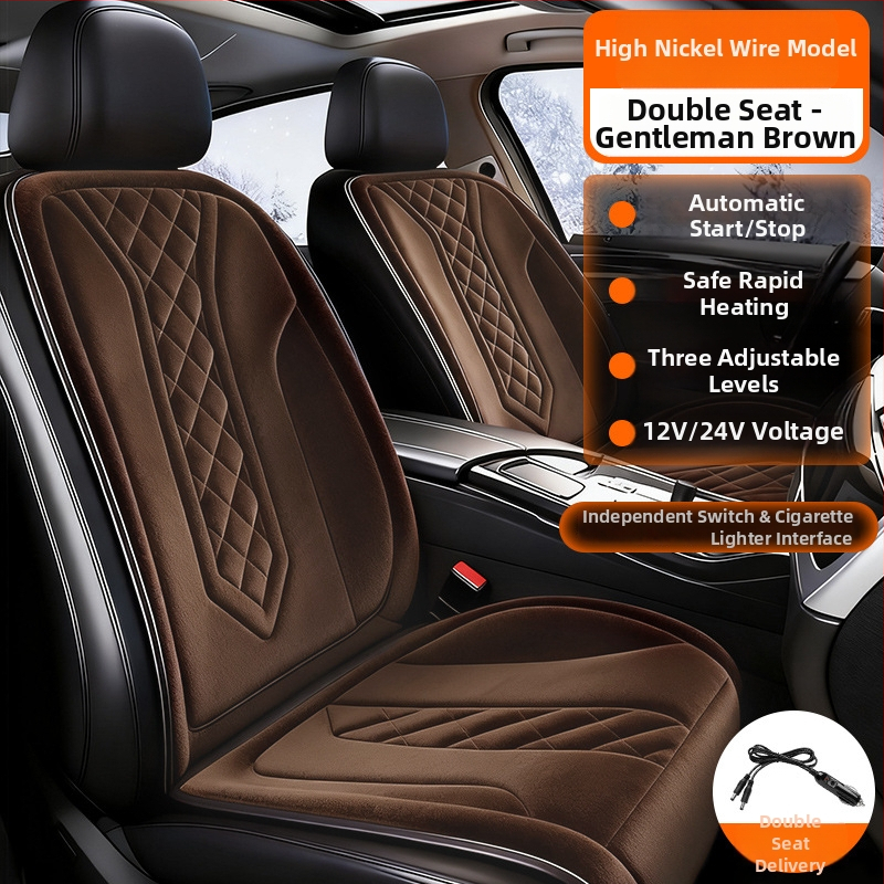 Grafénová vykurovacia podložka na sedadlo auta, zima, 12V/24V, univerzálne, povrch fleecu, výplň z velúru