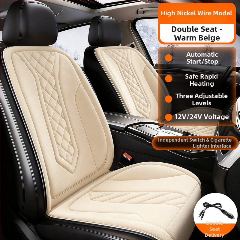 Grafénová vykurovacia podložka na sedadlo auta, zima, 12V/24V, univerzálne, povrch fleecu, výplň z velúru