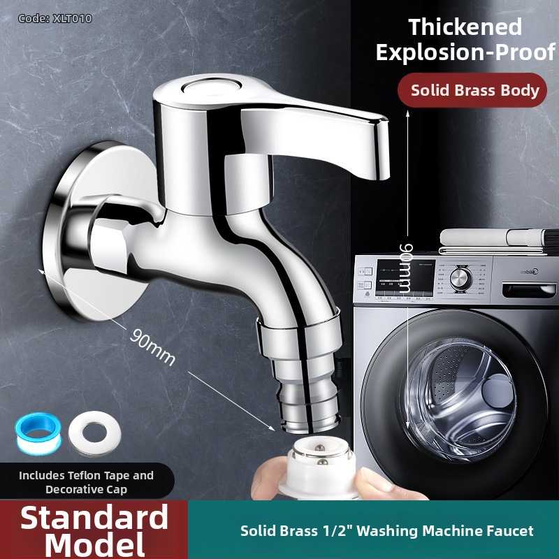 Prívodný kohút na práčku, čistý meď, zapustený do steny, 20 mm pripojenie, keramický diskový ventil, brúsený povrch