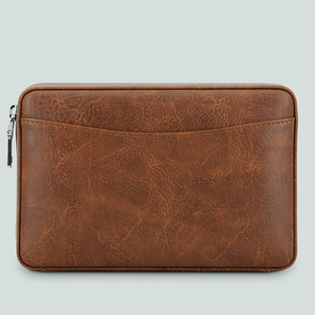 Prenosná krabica na cigary z kože s cedrovým drevom, zapínanie na zips, zvlhčovacie vrecko, kapacita 6 cigár