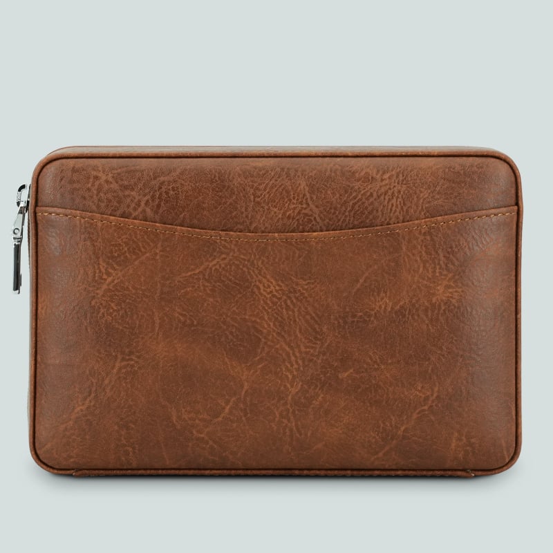 Prenosná krabica na cigary z kože s cedrovým drevom, zapínanie na zips, zvlhčovacie vrecko, kapacita 6 cigár