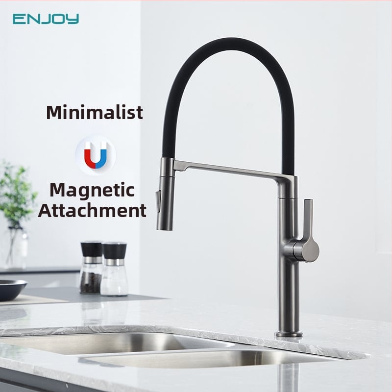 Meďový kuchynský drezový faucet s ťahacím magnetickým výtokom, mixér, keramický ventil, tlak 0.2–0.5 MPa, teplota do 75°C