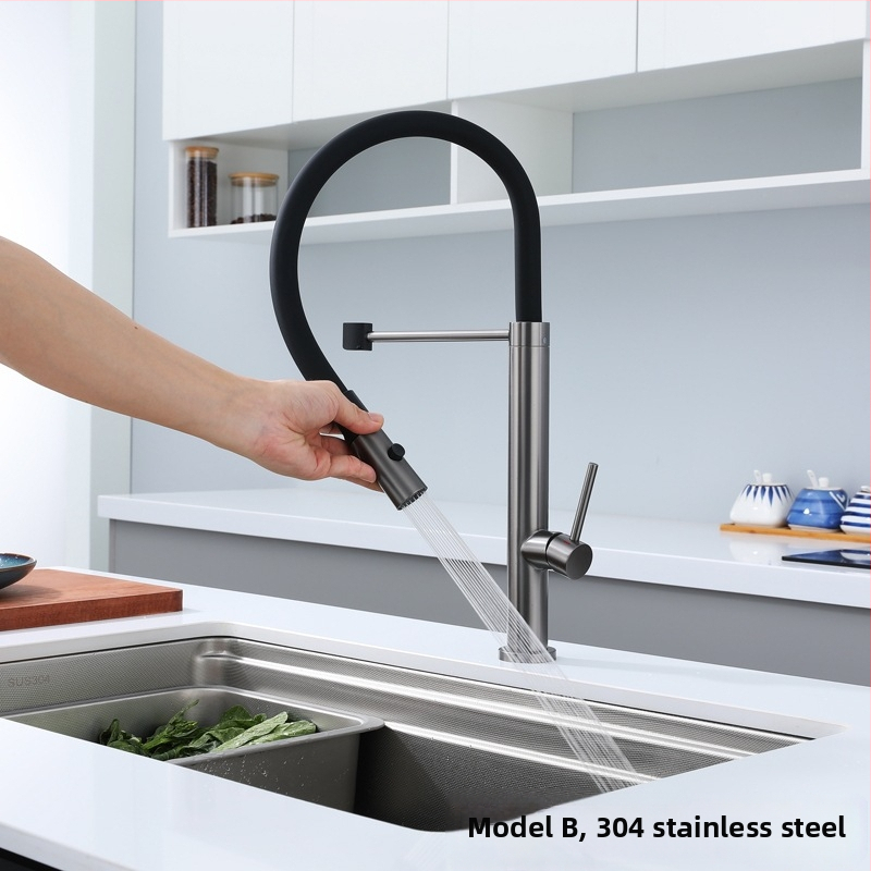 Meďový kuchynský drezový faucet s ťahacím magnetickým výtokom, mixér, keramický ventil, tlak 0.2–0.5 MPa, teplota do 75°C