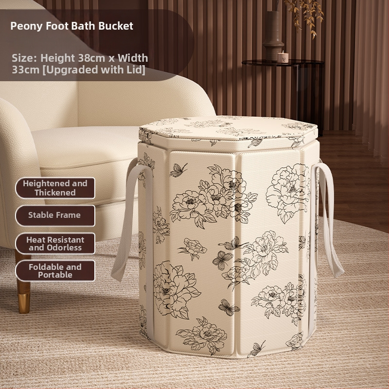 Skladaný hlboký kúpeľ na nohy s vekom, pre domácu potrebu, nepremokavá látka, hrubé steny, hladina vody nad 25 cm