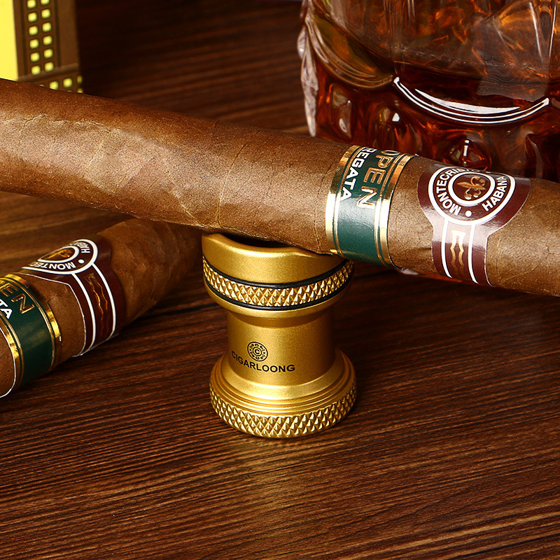 Päťdielny súbor cigarových nástrojov: nožnice na cigary, popolník, zapaľovač, tubus na cigary, držiak cigár; značka CIGARLOONG/eggplant Dragon; štýl 1390