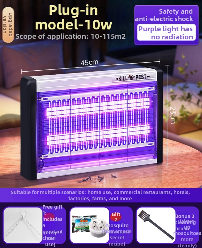 Nástenná LED lampa na komáre s prilákaním svetlom a elektrošokom, hliníková sieť, vhodná pre 61 m² a viac, 2-ročná záruka